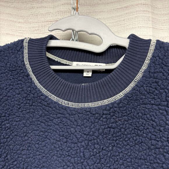 JW Anderson UNIQLO Blue Reversible Sherpa Fleece Crew Neck Sweatshirt Size M - Picture 2 of 11